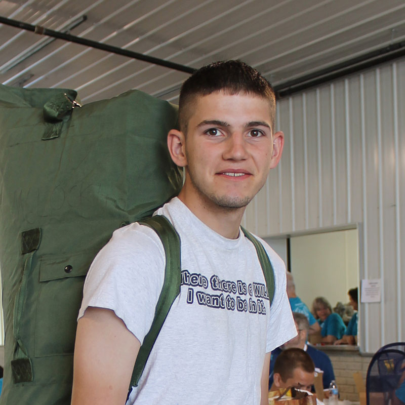 young veteran with backpack