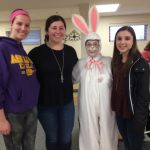 person dressed up as Easter bunny