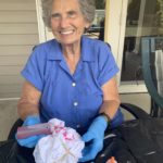 assisted living woman tie dye activity